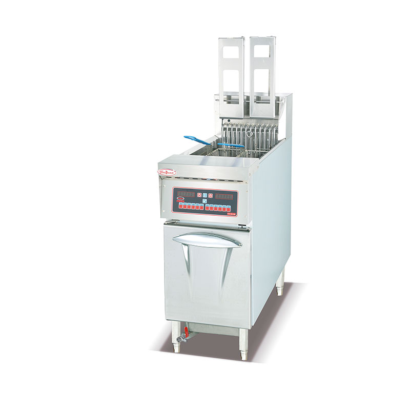 DF-30KA Lift Vertical 1-Tank Computer Fryer with Oil Filter Cart(2-Basket) 28L/tank commercial kitchen equipment