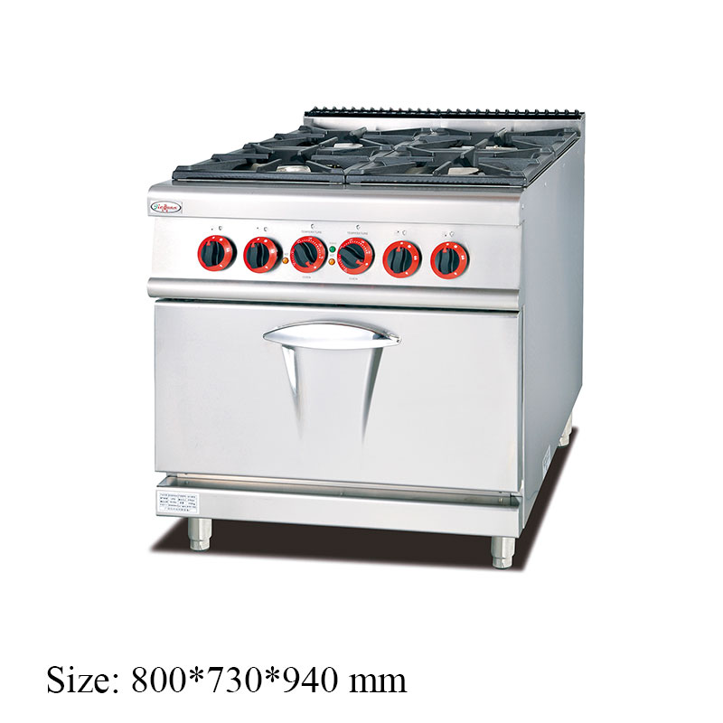 GH-787B Gas Range with 4-Burner & Electric Oven commercial kitchen equipment