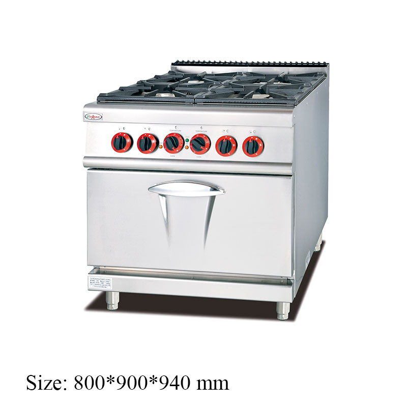 GH-987B Gas Range with 4-Burner & Electric Oven commercial kitchen equipment