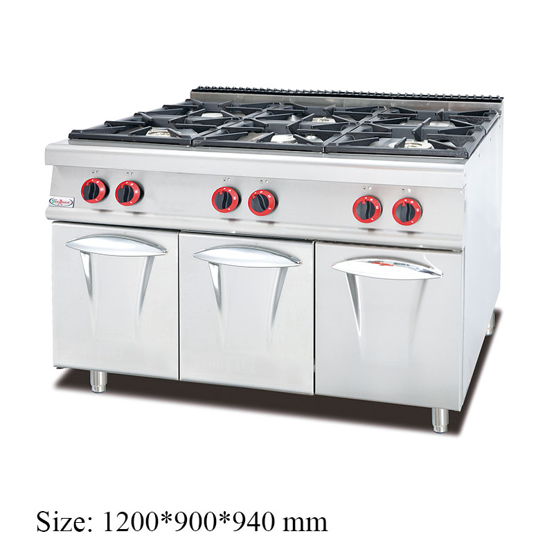 GH-997 Gas range with 6-burner with cabinet commercial kitchen equipment