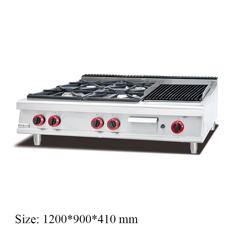 GH-999-1 Gas Range with 4-Burner and Lava Rock Grill commercial kitchen equipment